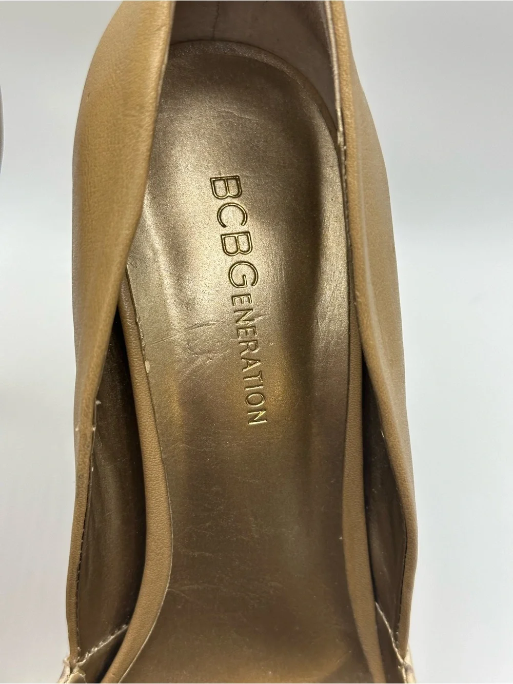 BCBGeneration Tan and Snake-Print Pointed Toe Pump